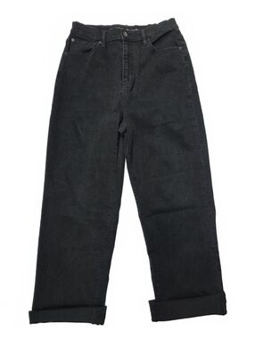 Black Cotton Yoga Jeans Straight Leg High Rise, Comfort Stretch Denim 33 Waist